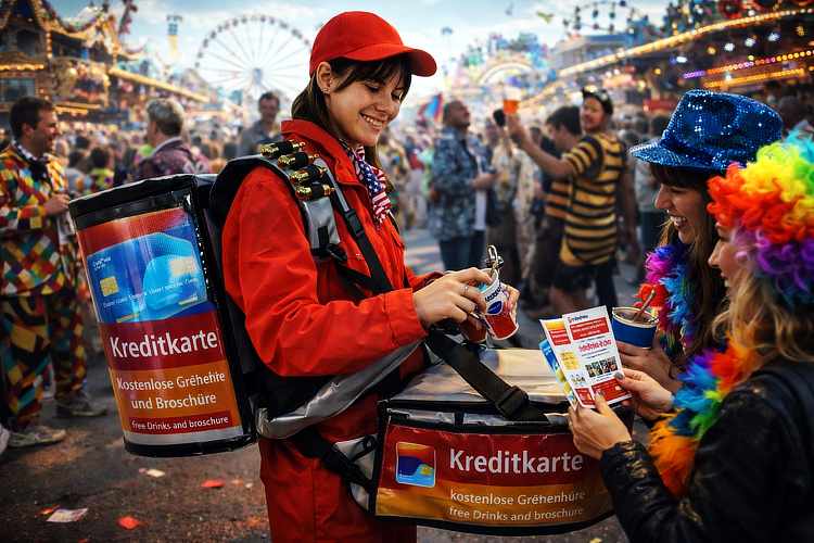 Nachtaufnahme einer Verkaufsaktion; die Kanten leuchten dezent, damit der Verkäufer auch im Dunkeln nicht übersehen wird.
