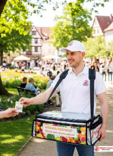 Professionelles Sampling mit Coffee To Go Bauchladen auf dem Oktoberfest München, kombiniert mit aktivierenden Verkaufsförderungsmaßnahmen und persönlicher Kundenansprache.