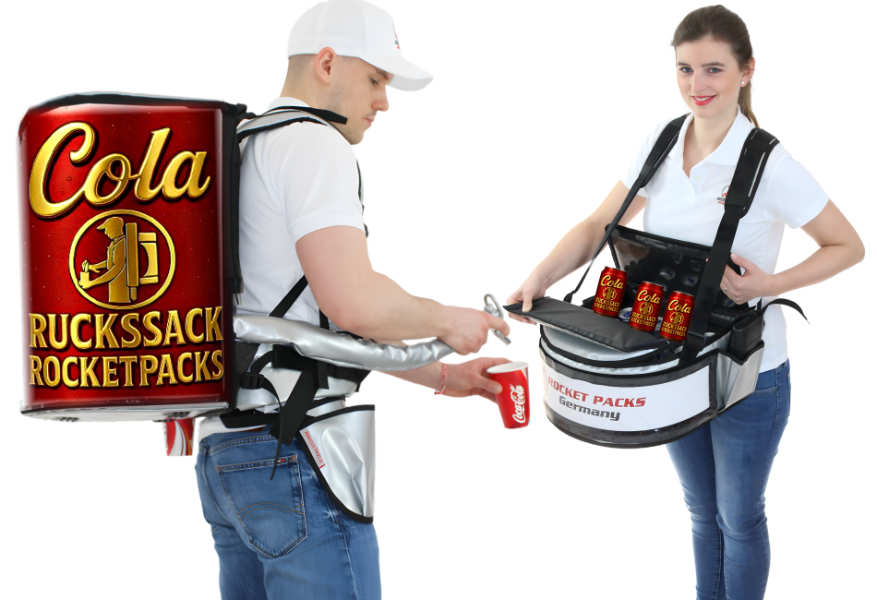 Cola Bauchladen mit isoliertem Fach für Getränke, leicht und robust, mit verstellbarem Tragegurt und viel Stauraum – perfekt für mobilen Verkauf von kalten Getränken auf Events, Märkten und Festivals ��❄️.