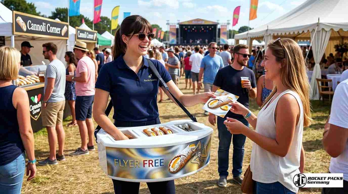 Mobiler Eis-Creme Bauchladen mit Thermo-Isolierung für erstklassiges Geschmackserlebnis in Wien; ergonomische Verkaufsförderung für die Eventbranche.