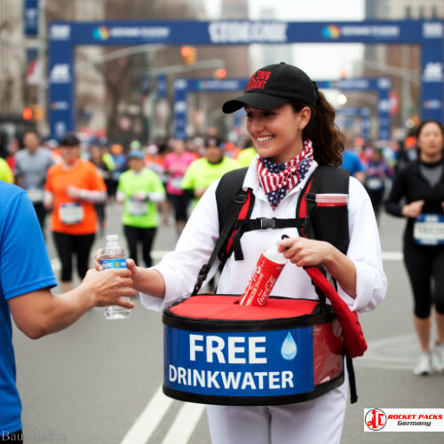 Erlebnisorientiertes Sampling mit Bauchladen auf Live Events und Kinomarketing in Berlin, kombiniert mit innovativem Eventmarketing und direktem Kundenkontakt.