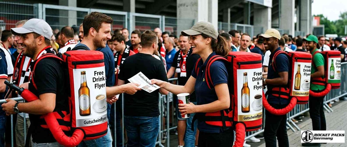 Funktionaler Flyer-Bauchladen für die Verteilung von Infomaterial in der Hamburger Innenstadt zur Steigerung der Markenpräsenz.