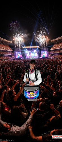 Getränke-Bauchladen auf Genfer Sportevent – mobile Erfrischung für Zuschauer.