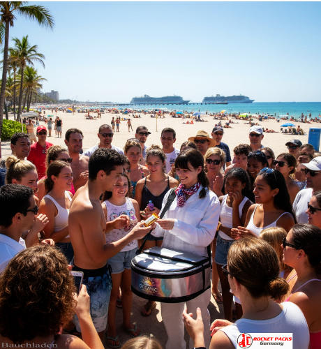 Getränke-Bauchladen auf Linzer Stadtfest – POS-Aktion mit Drink-to-Go-Konzept.