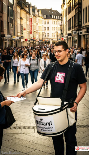 Mobile Promotionslösung mit Gummiberchen Bauchladen im Tourismusbereich Steiermark, Integration von Erlebnisorientiertem Marketing und Getränkekonsum.