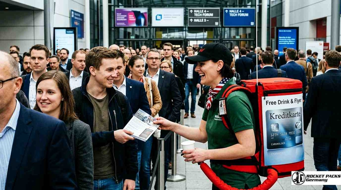 Elegantes Hostess Sampler-Tray für die Messe Frankfurt; professionelles Tool für Personal-Promotion und hochwertige Sampling-Incentives.