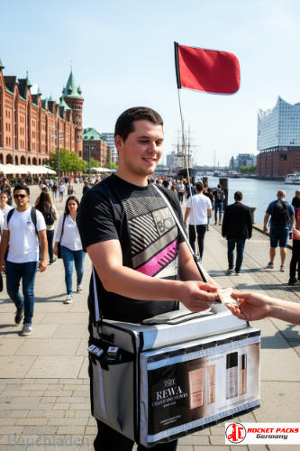 Sampling Bauchladen Aktion nach Prinzipien des Human 2 Human Marketing﻿ auf dem Stadtfest Leipzig, fördert emotionale Kommunikation und kundennahe Aktivierung durch direkte Produktverkostung.