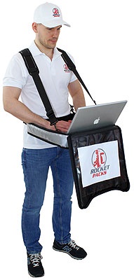 Tragbare Laptop Tasche mit Auflage für mobil Befragung.