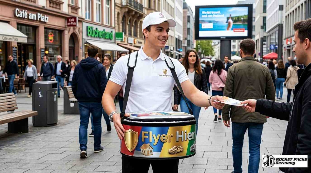Ultraleichter Onboard-Bauchladen für Hostessen auf der Messe München; optimiert für langes Tragen bei hoher Kundeninteraktion am POS.
