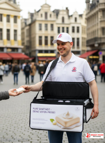 Livekommunikation und Sampling am Bauchladen bei Weinfest Basel, mit intensivem Kundenengagement und emotionaler Markenvermittlung.