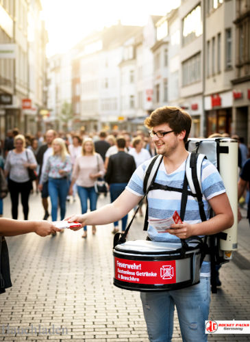 Mobiler und tragbarer Sampling Bauchladen auf dem Berliner Weihnachtsmarkt, mit innovativem POS Kommunikation﻿ und vielfältigen Produktverkostungen für ein intensives Geschmackserlebnis.
