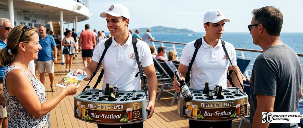 Großvolumiges mobiles Verkaufssystem für die Bier-Distribution beim Oktoberfest München; Hochkapazitives Vending-Modul für Tribünenverkauf