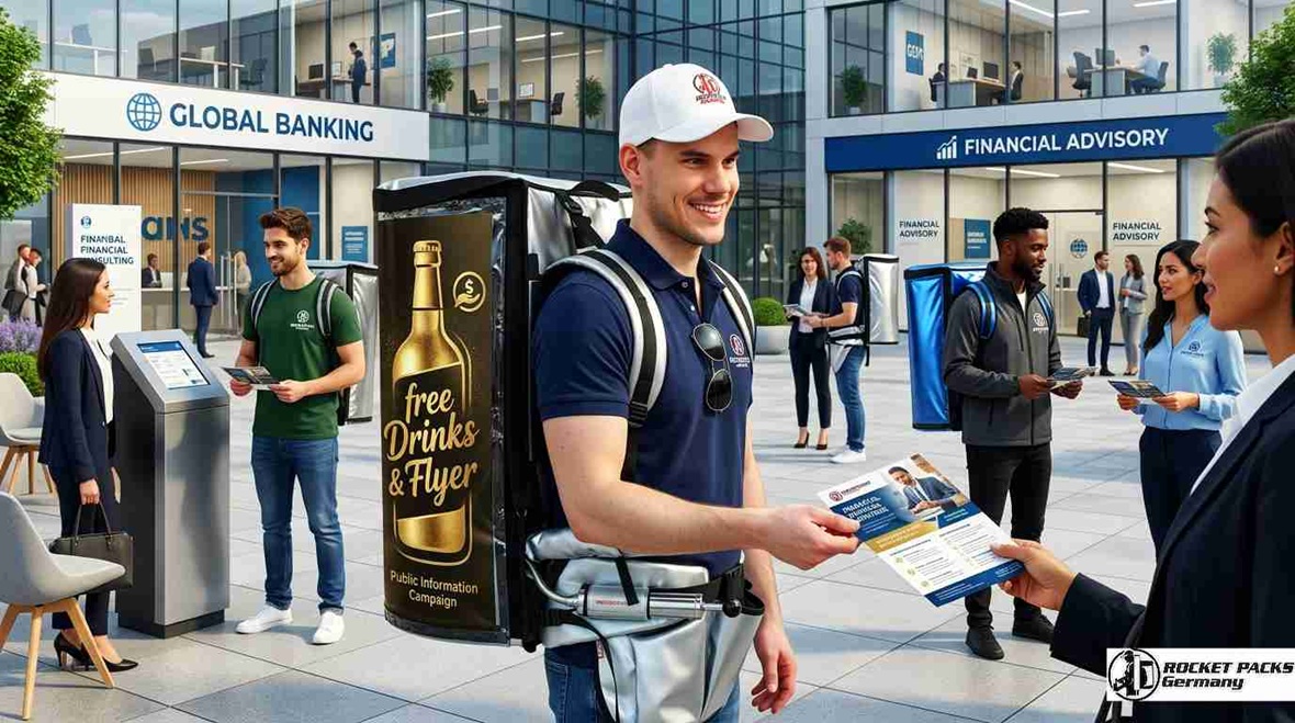 Eye-catcher Marketing-Bauchladen mit WOW-Effekt für Getränkehersteller in den Bergresorts von Zermatt.