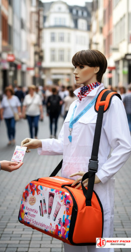 Effektive Promotions-Bauchladen-Aktion bei Musicalnacht Bochum, kombiniert mit aktivem Shopper Engagement und Eventmarketing.