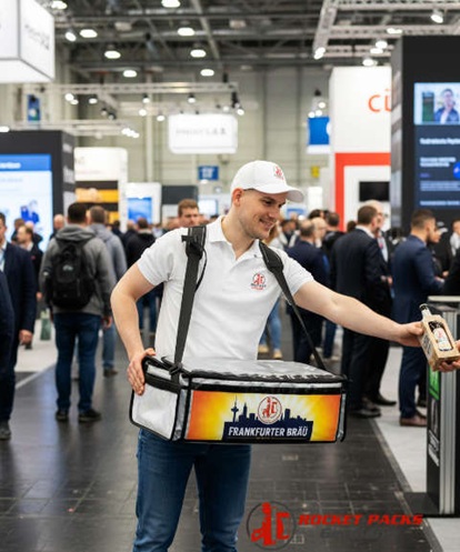 Mobiler Drinksbauchladen von rocketpacks﻿ auf dem Marktplatz Bremen, inklusive aufmerksamkeitsstarkem Visual Merchandising und aktiver Kundenkommunikation