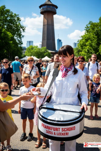 ocketpacks Eiscreme-Bauchladen verteilt Eis beim Afrikanischen Kulturfest Frankfurt