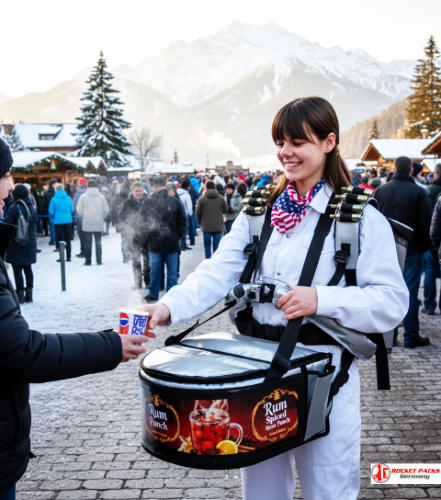 Sampling mit Rocketpacks Eiscreme Bauchladen auf dem Weinfest Karlsruhe, Teil eines umfassenden Gastro-Konzepts mit Live Event und Vertrieb.