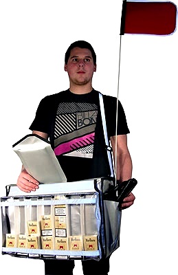 Sampling und Verkaufs Bauchladen speziell für Zigaretten und Süßwaren