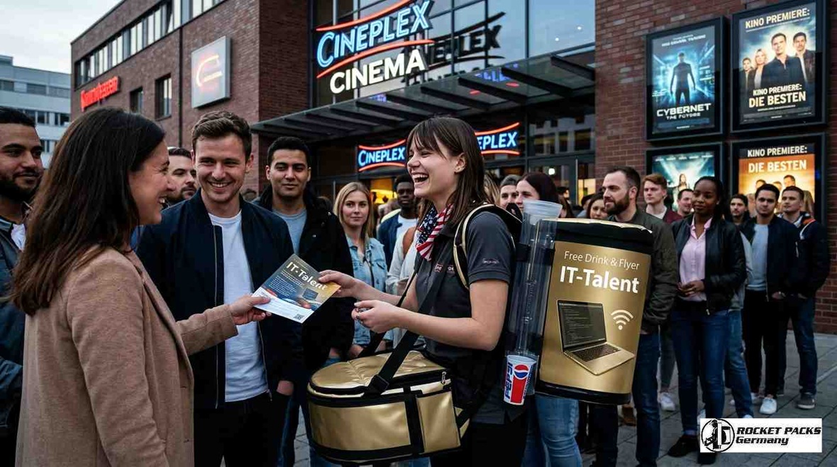 Sampling-Bauchladen mit individuellem Logo-Branding für Agenturen in Hamburg; visuelles Marketing zur effektiven Produktpräsentation.