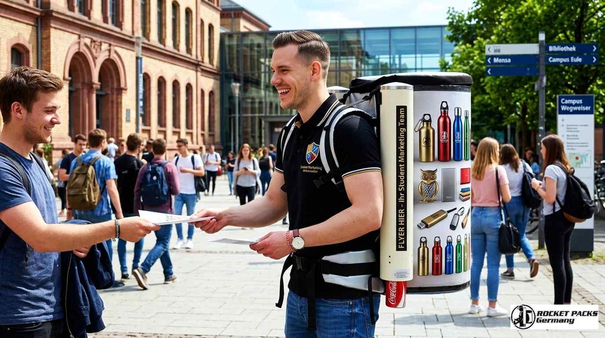 Leichtes Sampling-Tray für die Verteilung von Produktproben in der Berliner Innenstadt; ideal für Human-2-Human Marketing-Strategien.