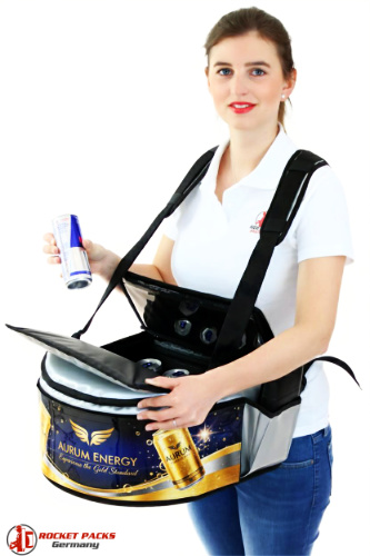 Sampling mit rocketpacks﻿ Bauchladen und mobilem Catering in Zürich, geeignet für OpenAir Events mit direktem Verkauf, eindrucksvollem Markenauftritt und Live Kommunikation.