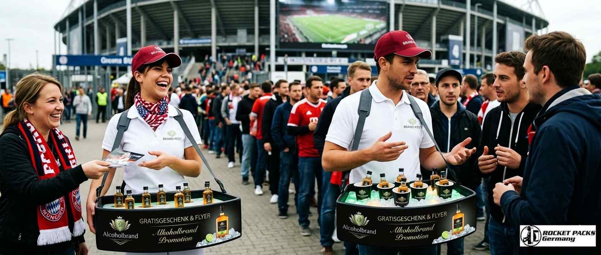 Belastbarer Stadion-Bauchladen für mobilen Bierverkauf in Hamburg; wetterfestes Design für Outdoor-Einsätze und maximale Verkaufsförderung.