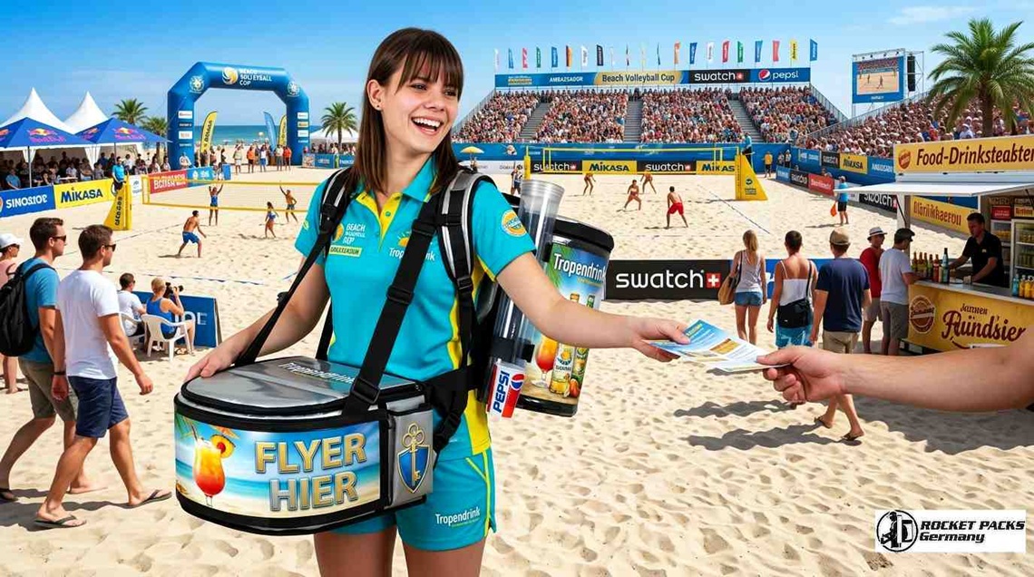 Professionelles Vending-Board für Hostessen auf der; optimiert für maximale Kundeninteraktion auf engstem Raum.