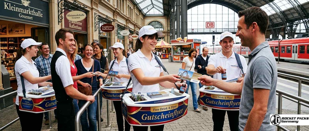 Professioneller Vendor-Bauchladen für Street Food Festivals in Basel; innovative Verkaufshilfe für mobiles Catering und Gutschein Take-Away.