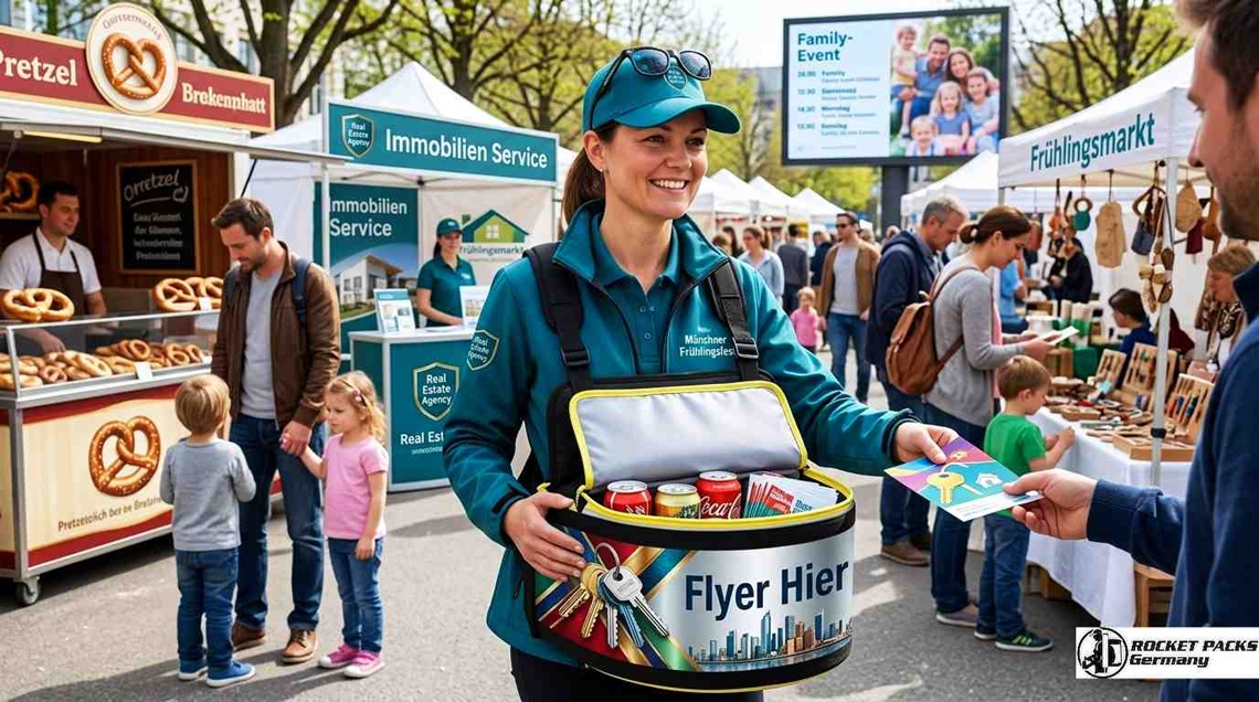 Wasserabweisende Überzugshaube zum Schutz der Ware vor Feuchtigkeit bei Verkaufsaktionen im Außenbereich.
