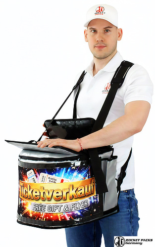 Maximale Kapazität für große Einsätze. Dieses Bauchladen bietet reichlich Platz für Ware, damit das Personal seltener zum Lager zurücklaufen muss.