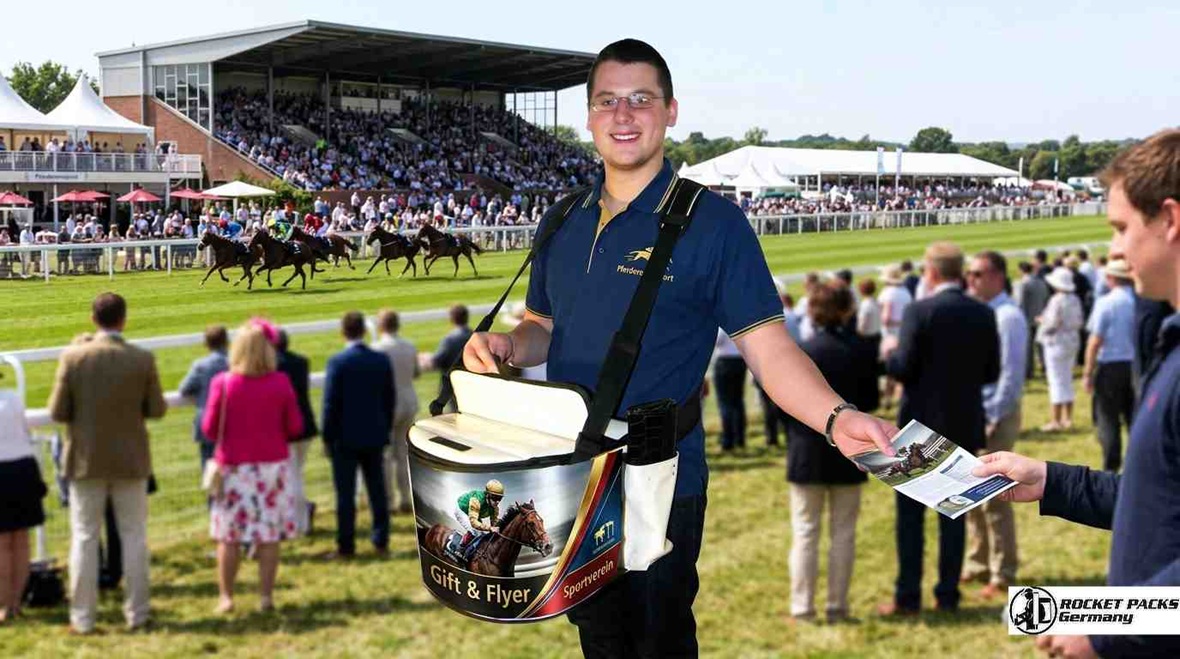 XL Sampling- bauchladen für die massenhafte Verteilung von Produktproben in Zürich; optimierte Wareninszenierung für Promotion-Agenturen.